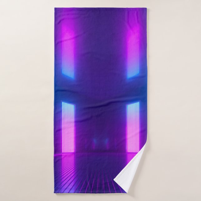 3d, bleu rose violet néon abstrait arrière - plan, (Serviette de bain)