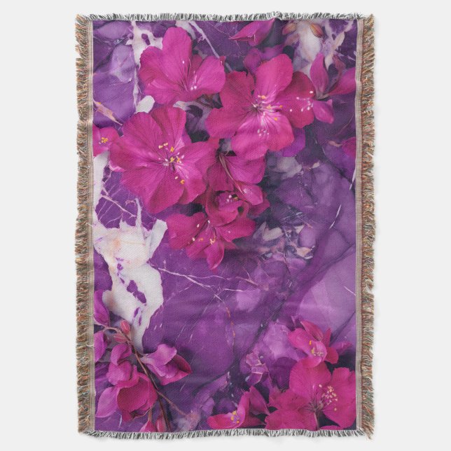 3D Floral Fuchsia & Purple Marble Art Couverture (devant Vertical)