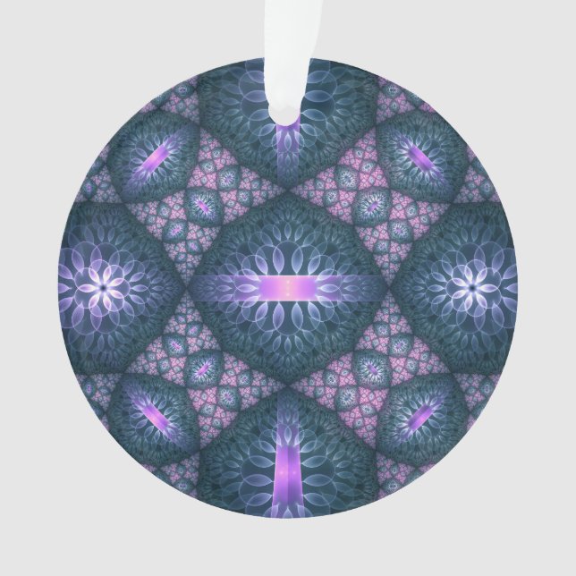3D Fractal Art Abstrait Motif bleu violet rose (devant)