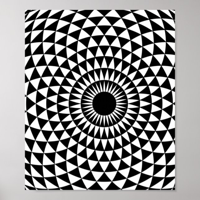 3D Fractal Optical Eye Pop White Illusion Poster (Devant)