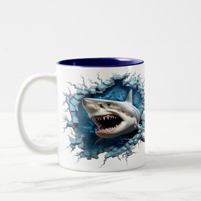 3D Great White Shark Hot Cocaca Mug (Gauche)