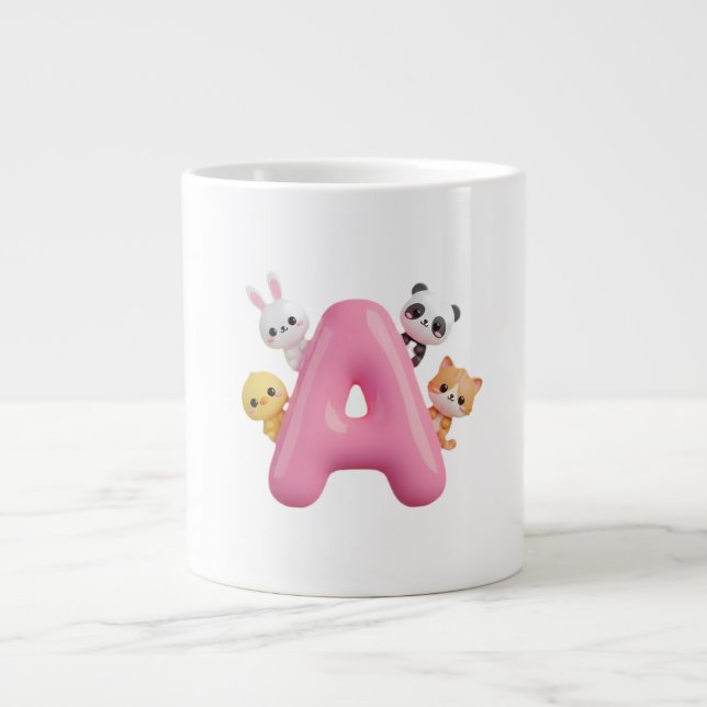 3D Pink Balloon Letter A Jumbo Mug (Devant)