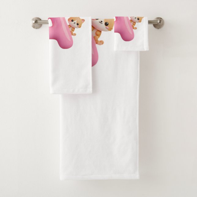 3D Pink Balloon Letter A Personalized Towel (En situation)