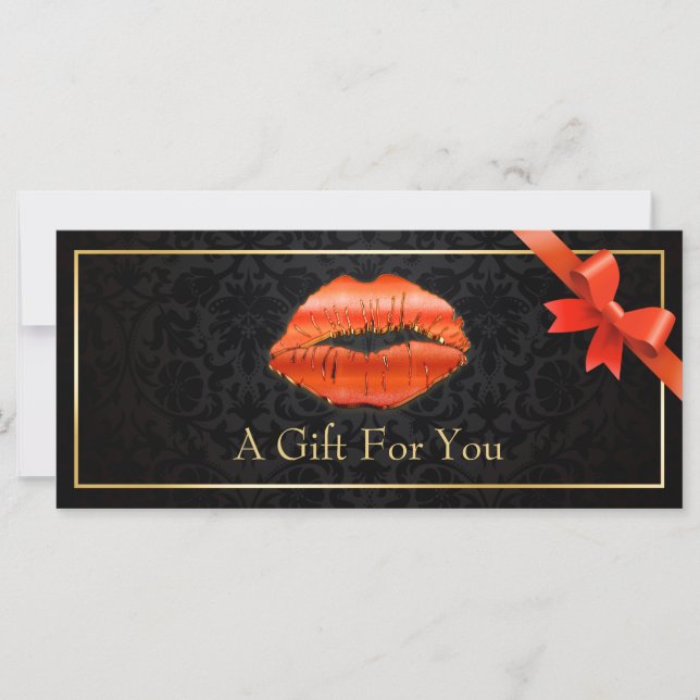3D Red Lips Beauté Salon Floral Certificat cadeau (Devant)
