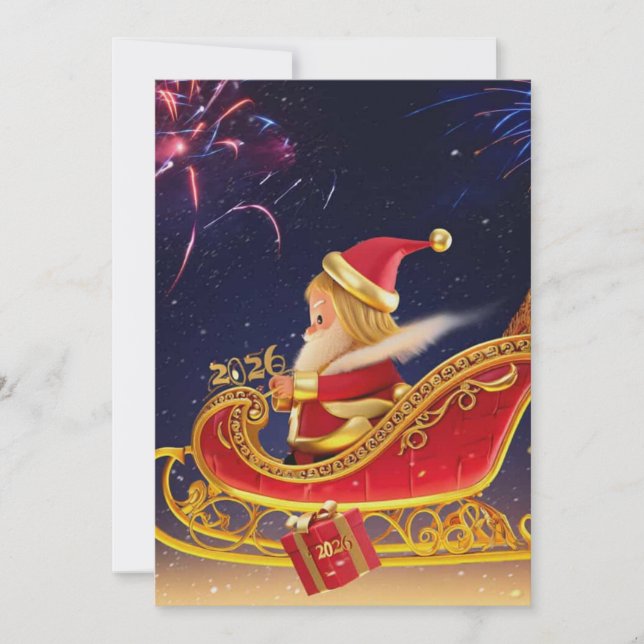 3D Santa Claus Christmas Greeting Card – Festive H (Devant)