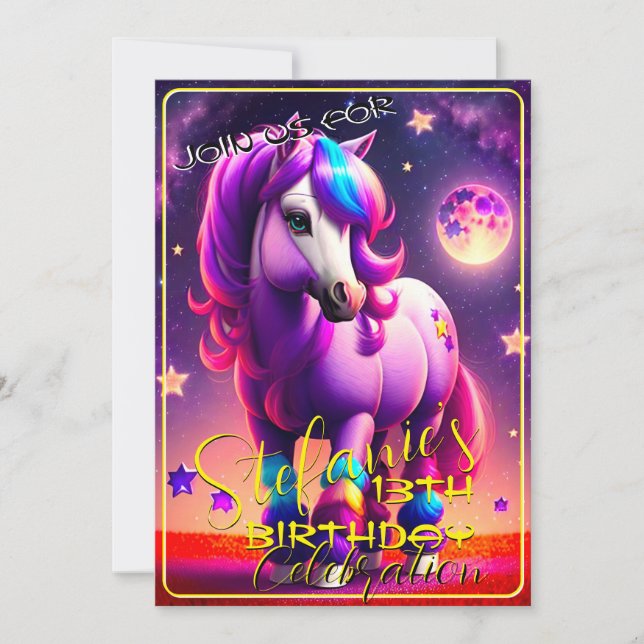 3D Spirit Pony 46 Invitation d'anniversaire (Devant)