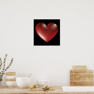 3D Style Heart Symbol Red Poster