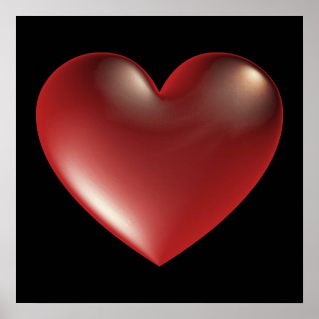 3D Style Heart Symbol Red Poster (Devant)