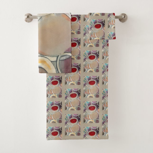 3D Tan and Burgundy Modern Pattern (En situation)