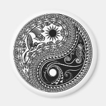 3D Yin & Yang Sun & Moon Sky & Sea - Magnet