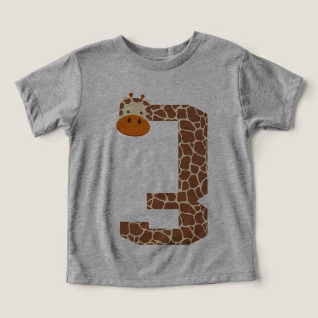 3e anniversaire Giraffe Animal 3 ans Garçons Enfan (Design Recto)