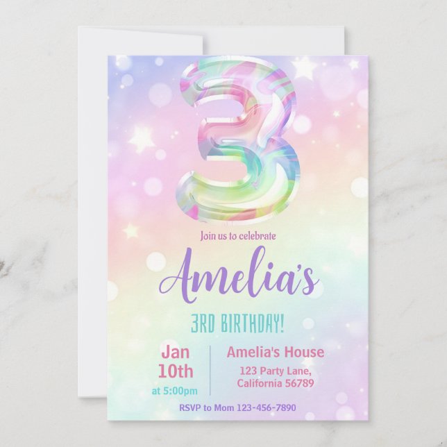 3e anniversaire Invitation Girl 3e anniversaire Fê (Devant)