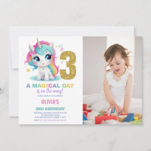 3e anniversaire Unicorn Anniversaire Invitations p