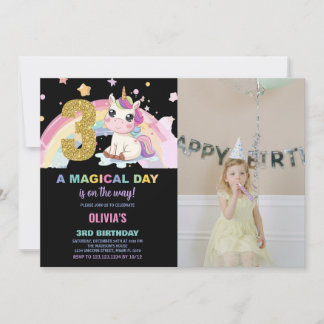 3e anniversaire Unicorn Anniversaire Invitations p