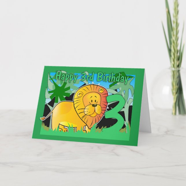 3e carte d'anniversaire - Lion (Devant)