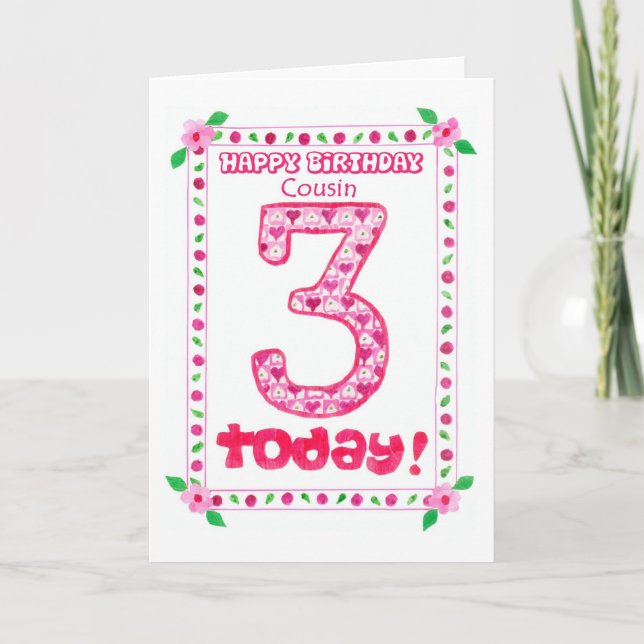 3e carte d'anniversaire pour une femme Cousin (Devant)