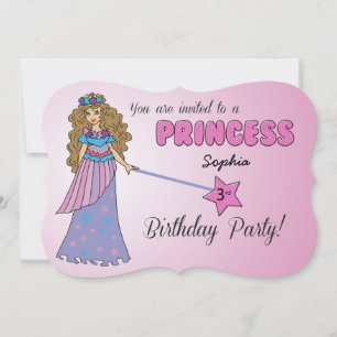3ème Anniversaire Invitation Princesse rose avec b