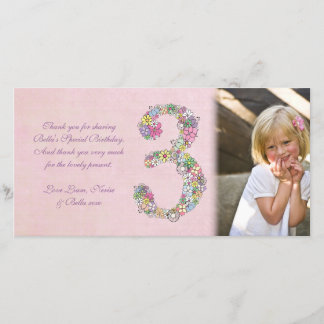 3ème carte photo de Merci d'anniversaire de filles