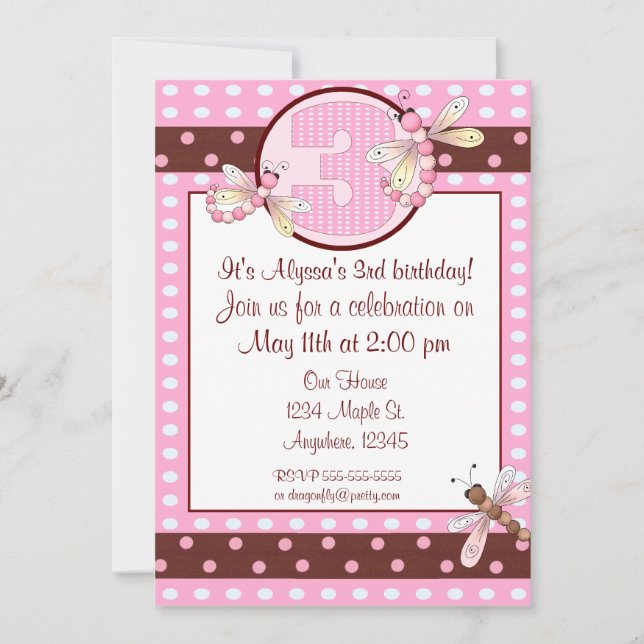 3ème invitation de filles de libellule de point de (Devant)