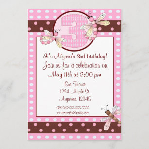 3ème invitation de filles de libellule de point de