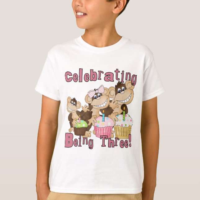 3èmes T-shirts et cadeaux d'anniversaire de singe (Devant)