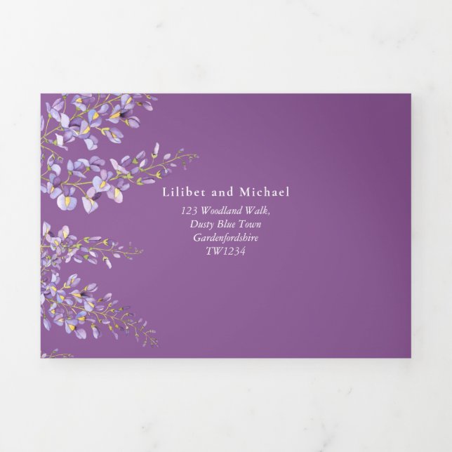 3in1 Wisteria Floral Violet Mariage Invitation RSV (Page de couverture)