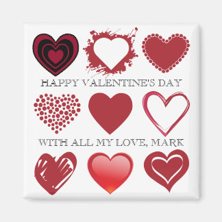 3x3 Grille de coeur Valentines Magnet