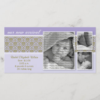 3x4 violet baroque 3Photo Faire-part de naissance