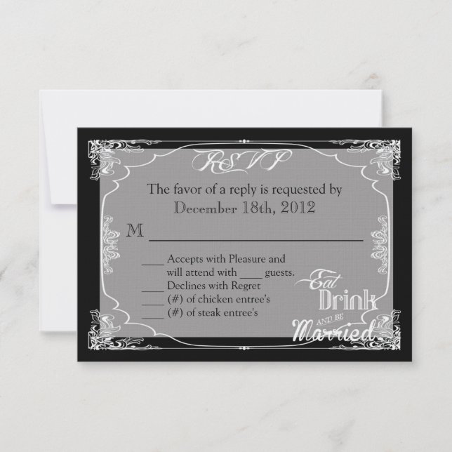 3x5 R.S.V.P. Carte de réponse Manger Boire être ma (Devant)