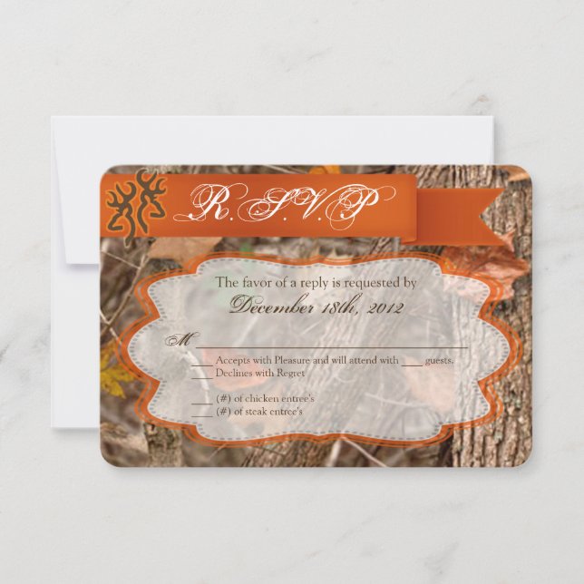 3x5 R.S.V.P. Réponse Carte Chasse Couple Deer Doe  (Devant)