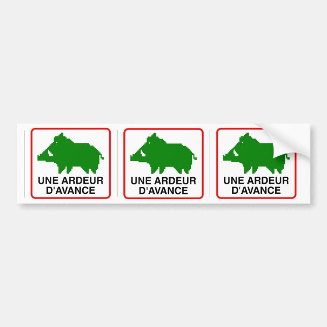 3x STICKER VOITURE sanglier - UNE ARDEUR D'AVANCE (Devant)