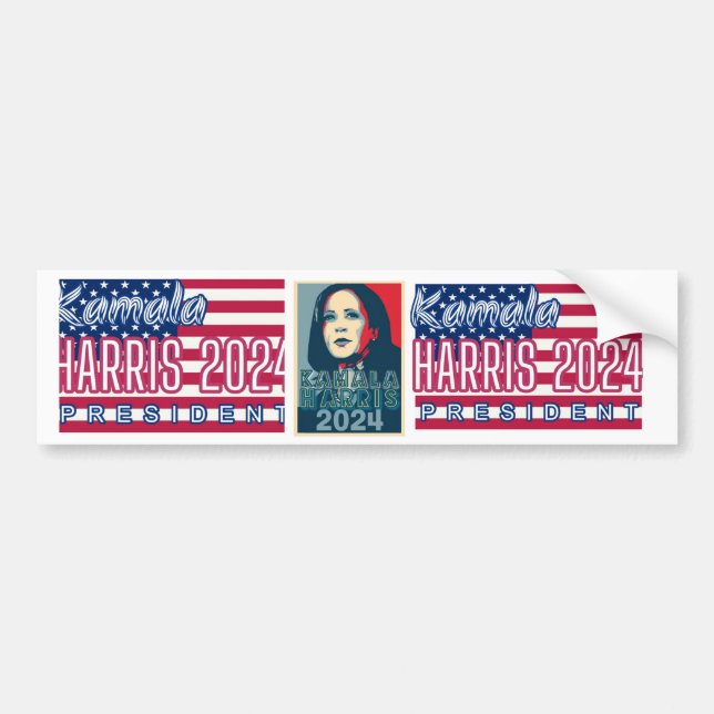 3x Stickers Kamala Harris 2024 Pour Président (Devant)