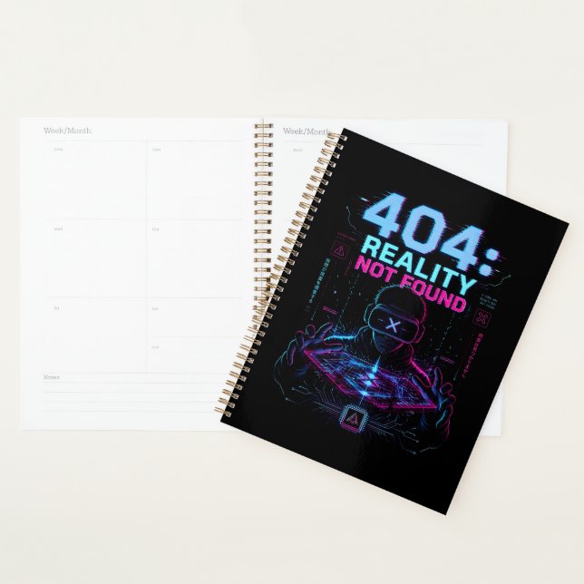 404 Reality Not Found Cyberpunk Spiral Planner (Devant avec enveloppe)