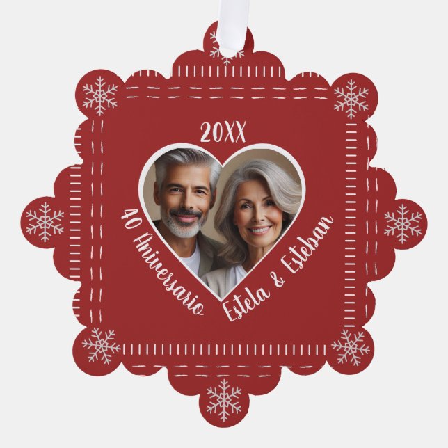 40 Aniversario Personalizado Papier Ornament Carte (Recto)