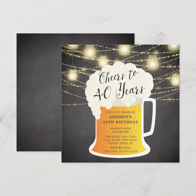 40 ans 40e anniversaire Invitation (Devant / Derrière)