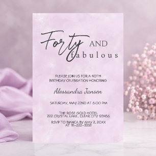 40 ans et fabuleuse Invitation 40 ans Lavande