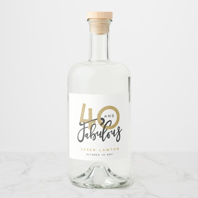 40 et étiquette de vin or fabuleux (Devant)