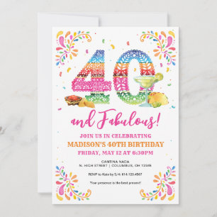 40 et fabuleuse Invitation de fête d'anniversaire