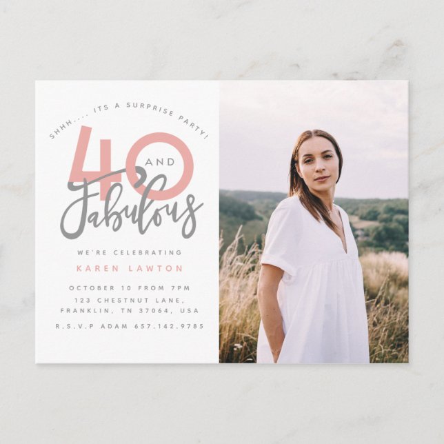 40 et fabuleuse invitation photo fête d'anniversai (Devant)