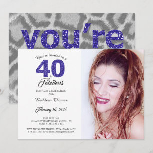 40 et fabuleux anniversaire fête photo Invitation