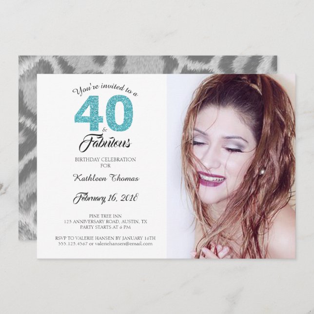 40 et fabuleux anniversaire fête photo Invitation (Devant / Derrière)