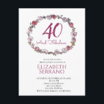 40 & Fabuleux Anneau De Rose Invitation de fête d'<br><div class="desc">Elégant 40 et fabuleux anneau rose et rouge roses de fête d'anniversaire rose invitation avec une tendance maroon ou écriture de type bordeaux sur blanc. Design et charmant. J'ai été inspiré de créer une invitation plus élégante pour une fête plus formelle pour une célébration du 40e anniversaire. Un peu de...</div>