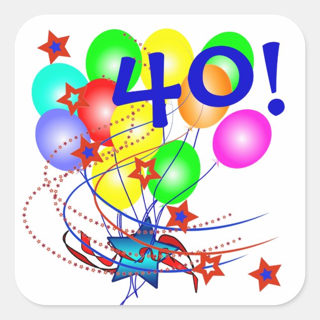 40! Ou N'Importe Quel Âge Ballons Stickers Anniver (Devant)