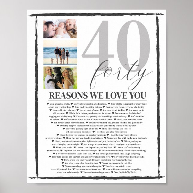 40 Raisons Nous Vous Aimons Poster D'Art Cadeau (Devant)
