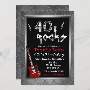 40 Rocks Rockstar Guitar 40e Invitation anniversai