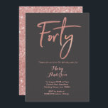 40 Rose Gold 40e anniversaire Invitation<br><div class="desc">Rose Gold 60th Birthday Invitation</div>