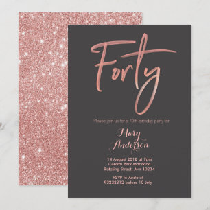 40 Rose Gold 40e anniversaire Invitation