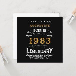 40e anniversaire 1983 Carte de voeux Retro Black G