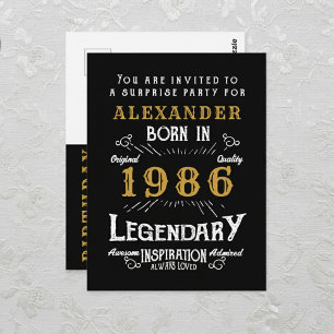 40e Anniversaire 1986 Légende Or Noir Invitation