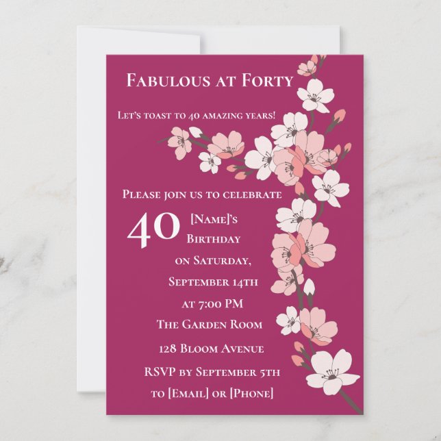 40e anniversaire 40e anniversaire invitations pour (Devant)